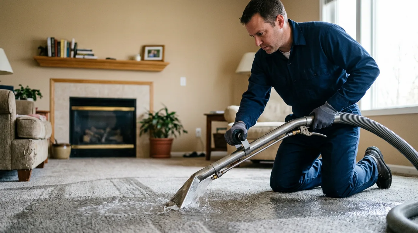 Water damage restoration technician working near Trout Creek, MI